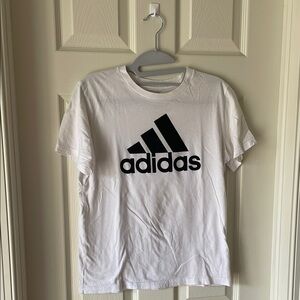 Adidas White Tee with Black Emblem